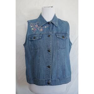 Vintage Casey & Max Embroidered Denim Vest (M/L)